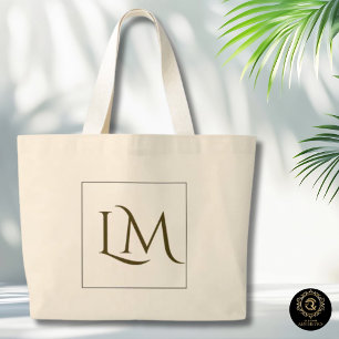 Sac fourre-tout en coton à monogramme minimaliste