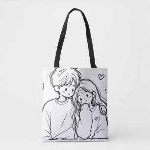 Sac fourre-tout en ligne artistique de couple d'an