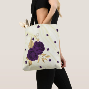 sac fourre-tout en marbre feuille à fleurs violett
