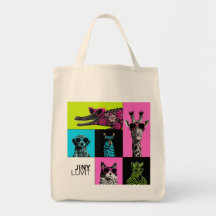 Sac fourre-tout en mosaïque d'animaux colorés Pop
