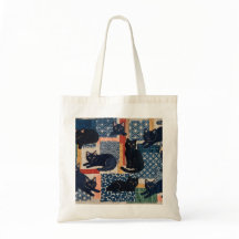 Sac fourre-tout en patchwork de chats noirs japona