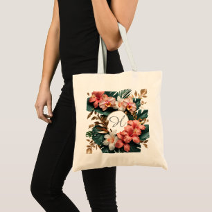 Sac fourre-tout en toile à monogramme floral tropi