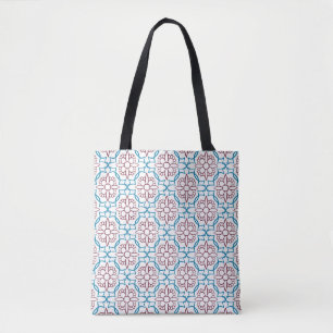 Sac fourre-tout en toile à motif floral géométriqu