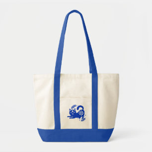 Sac fourre-tout en toile Chat Bleu Ludique – CozyB