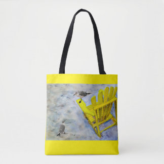 Sac fourre-tout en toile de chaise de plage jaune