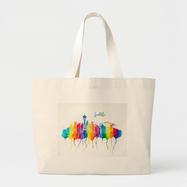 Sac fourre-tout en toile Jumbo de Seattle Skyline (Devant)