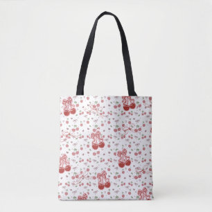 Sac fourre-tout esthétique Cerise avec cœurs et nœ