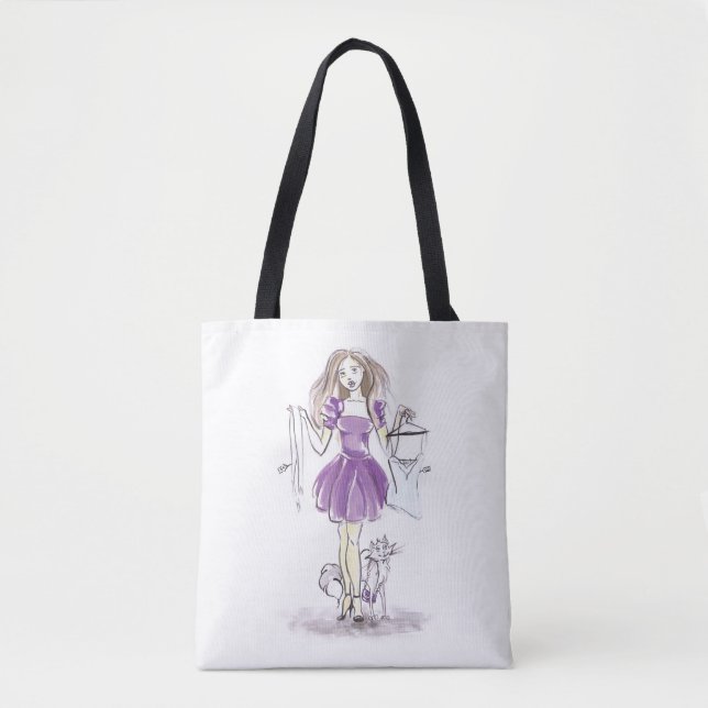 Sac fourre-tout Fashion Woman And Chat Shopping (Devant)