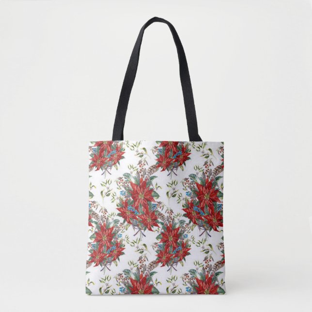 Sac fourre-tout Festif Rich Red Poinsettia (Devant)