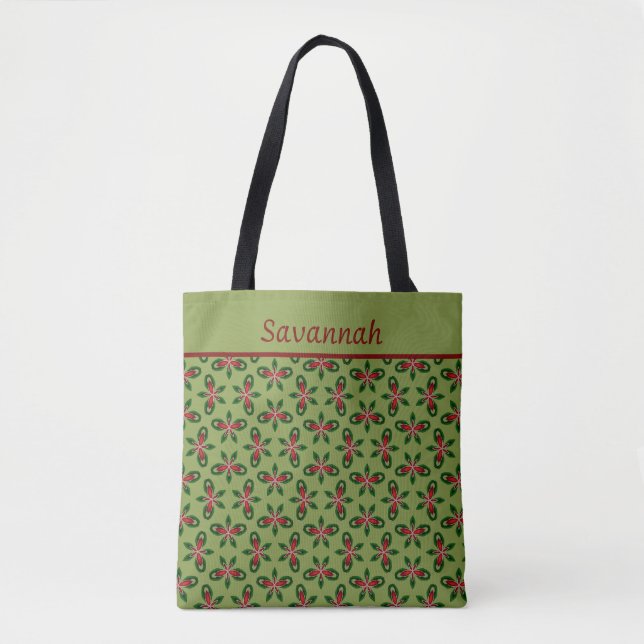 Sac fourre-tout Festive Green & Red Holiday (Devant)