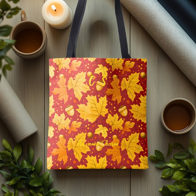 Sac fourre-tout Feuilles d'érable dorées qui tombe (Créateur téléchargé)