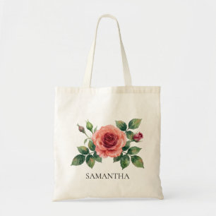 Sac fourre-tout Fleur Rose Aquarelle