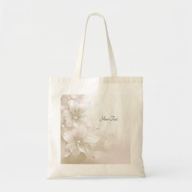 Sac fourre-tout Fleurs blanc ivoire (Devant)