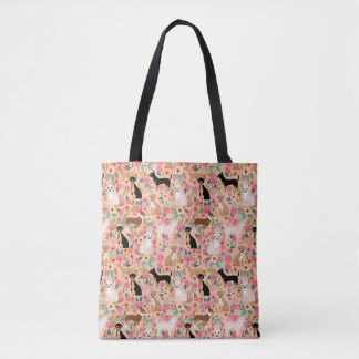 Sac fourre-tout floral à chiwawa - fleurs de