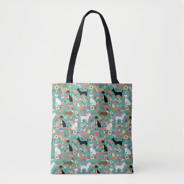 Sac fourre-tout floral à chiwawa - fleurs de (Devant)