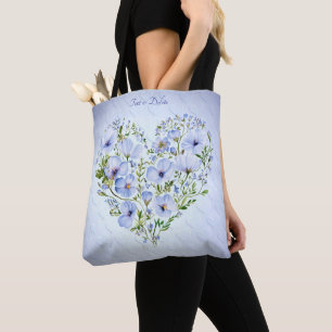 Sac fourre-tout floral à cœur bleu
