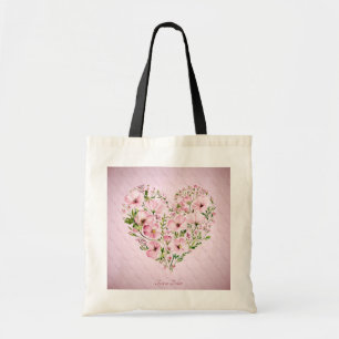 Sac fourre-tout floral à cœur rose