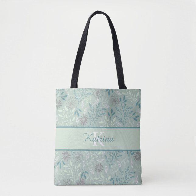Sac fourre-tout floral à monogramme (Devant)