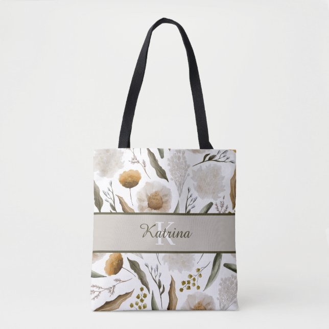 Sac fourre-tout floral à monogramme (Devant)