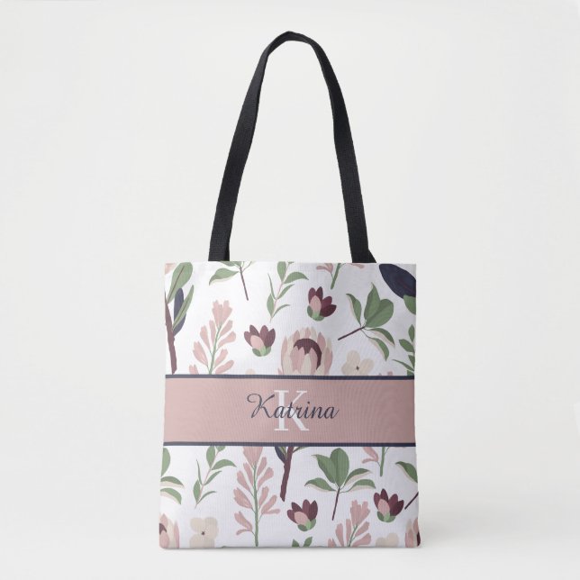 Sac fourre-tout floral à monogramme (Devant)