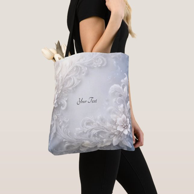 Sac fourre-tout floral blanc (De près)