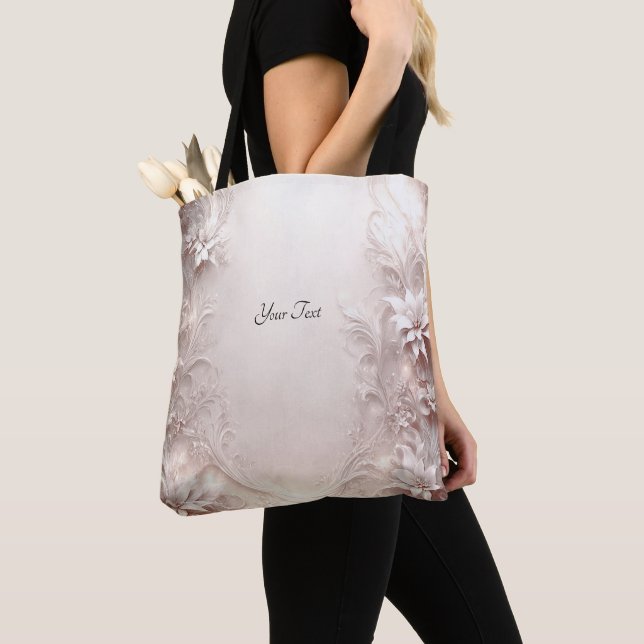 Sac fourre-tout floral blanc d'ivoire (De près)