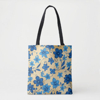 Sac fourre-tout floral bleu élégant