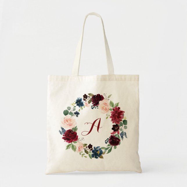sac fourre-tout floral Bourgogne personnalisé Brid (Devant)