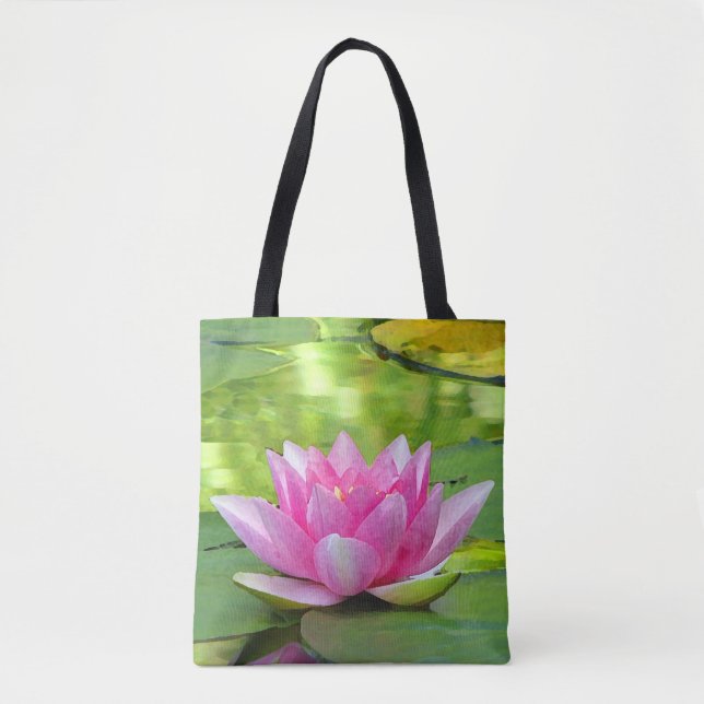 Sac fourre-tout floral de Lotus à fleur rose de (Devant)
