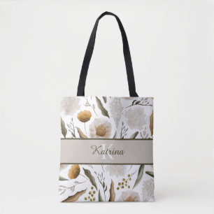 Sac fourre-tout floral monogrammé