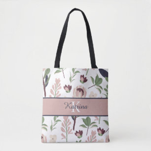 Sac fourre-tout floral monogrammé
