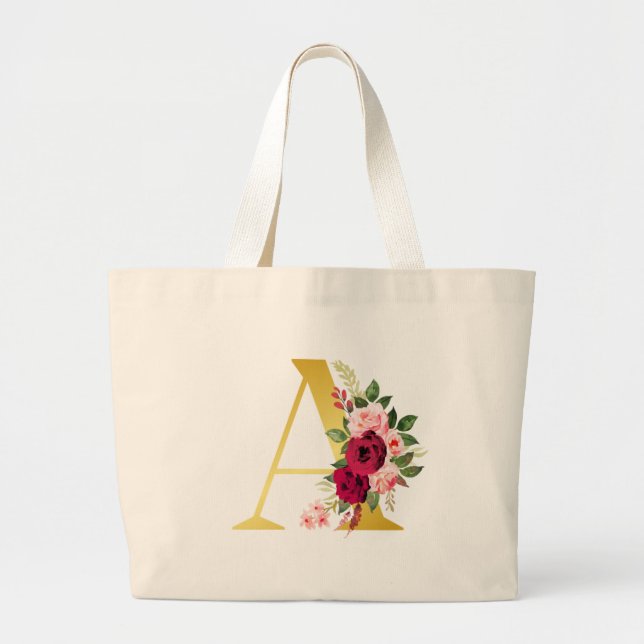 Sac fourre-tout Floral Monogramme "A" (Devant)