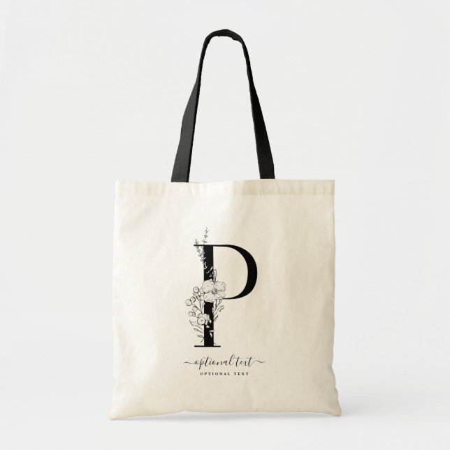 Sac fourre-tout Floral Monogramme - Lettre simple  (Devant)