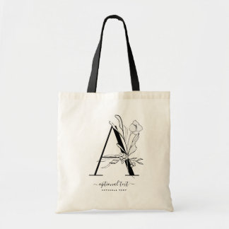 Sac fourre-tout Floral Monogramme - Lettre simple 