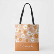 Sac fourre-tout Floral orange et blanc