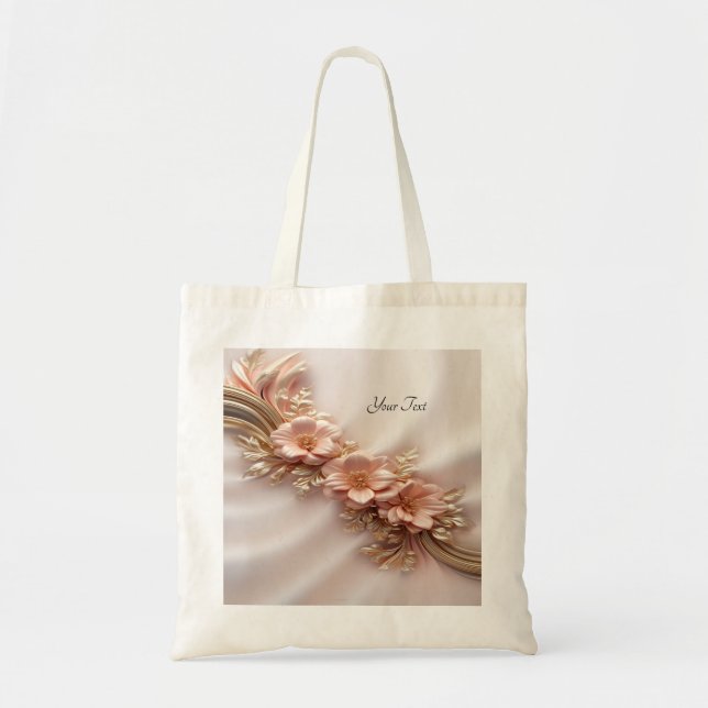 Sac fourre-tout floral orange pêche élégant (Devant)
