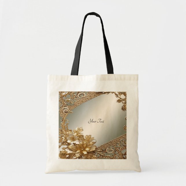 Sac fourre-tout floral orné d'or moderne (Devant)
