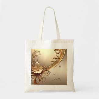 Sac fourre-tout floral orné doré