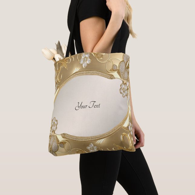 Sac fourre-tout Floral Orné Or (De près)