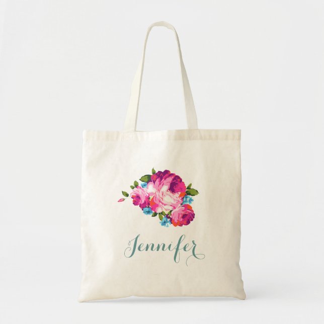 Sac fourre-tout floral personnalisé (Devant)
