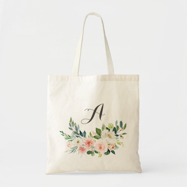 Sac fourre-tout floral personnalisé Demoiselle d'h (Devant)