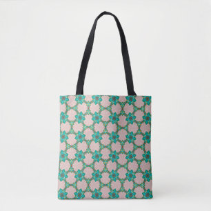 Sac fourre-tout floral rétro vert menthe et rouge