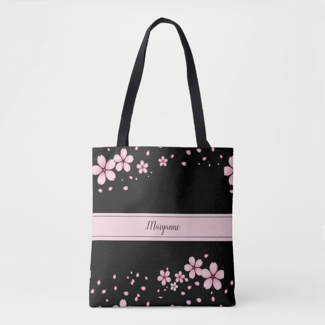 Sac fourre-tout floral rose peint (Devant)