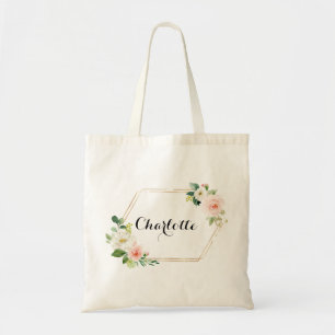 Sac fourre-tout floral rose personnalisé Demoisell