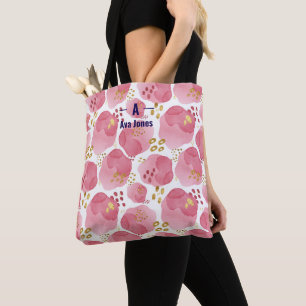 Sac fourre-tout floral rose personnalisé - Sac de 