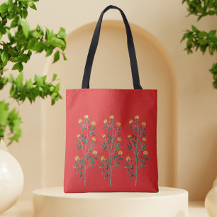 Sac fourre-tout floral rouge vif 