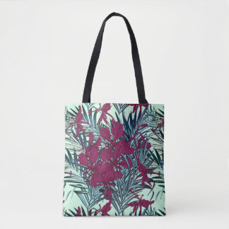 Sac fourre-tout floral tropical violet et marine