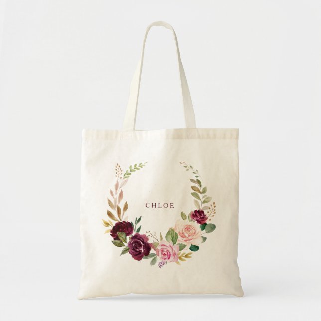 Sac fourre-tout floral vert Bourgogne (Devant)