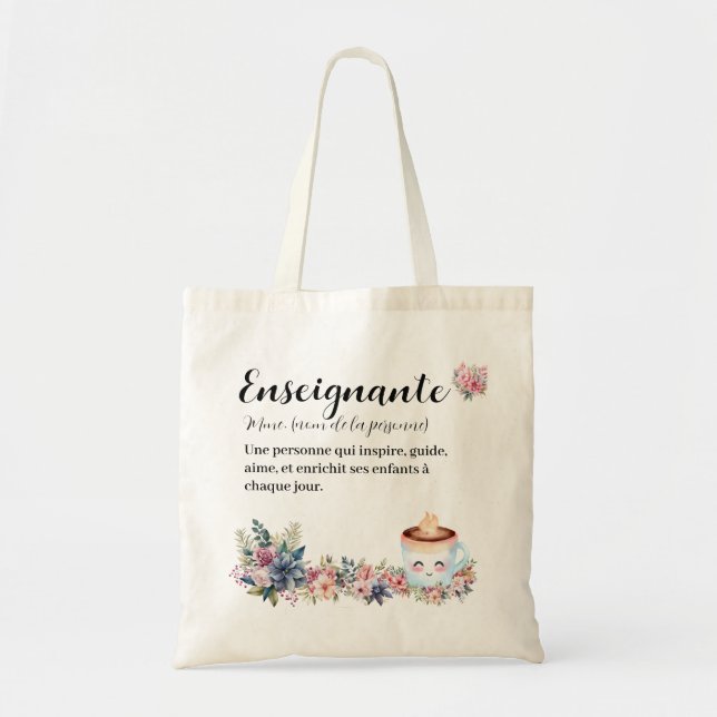 Sac fourre-tout français Enseignante personnalisab (Devant)