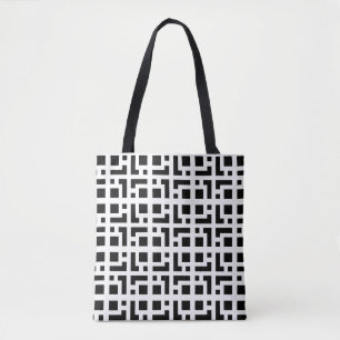 Sac fourre-tout géométrique moderne noir et blanc